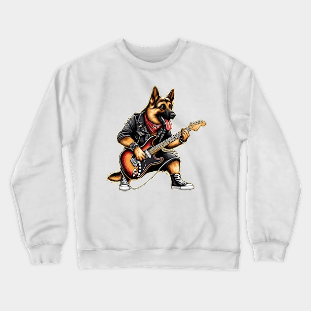 German Shepherd Playing Guitar Crewneck Sweatshirt by Graceful Designs